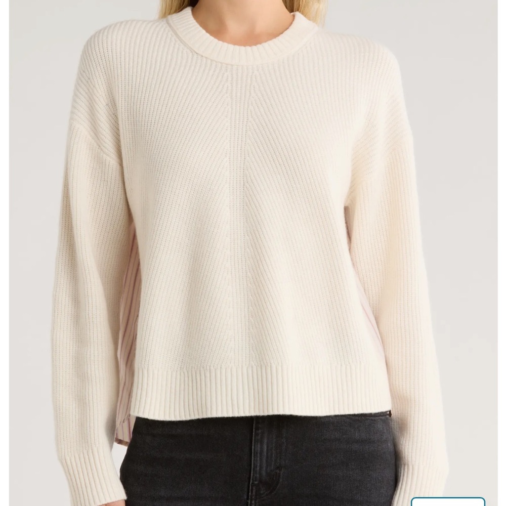 NWT DEREK LAM 10 CROSBY ecru lilac multi wool blend blouse sweater top